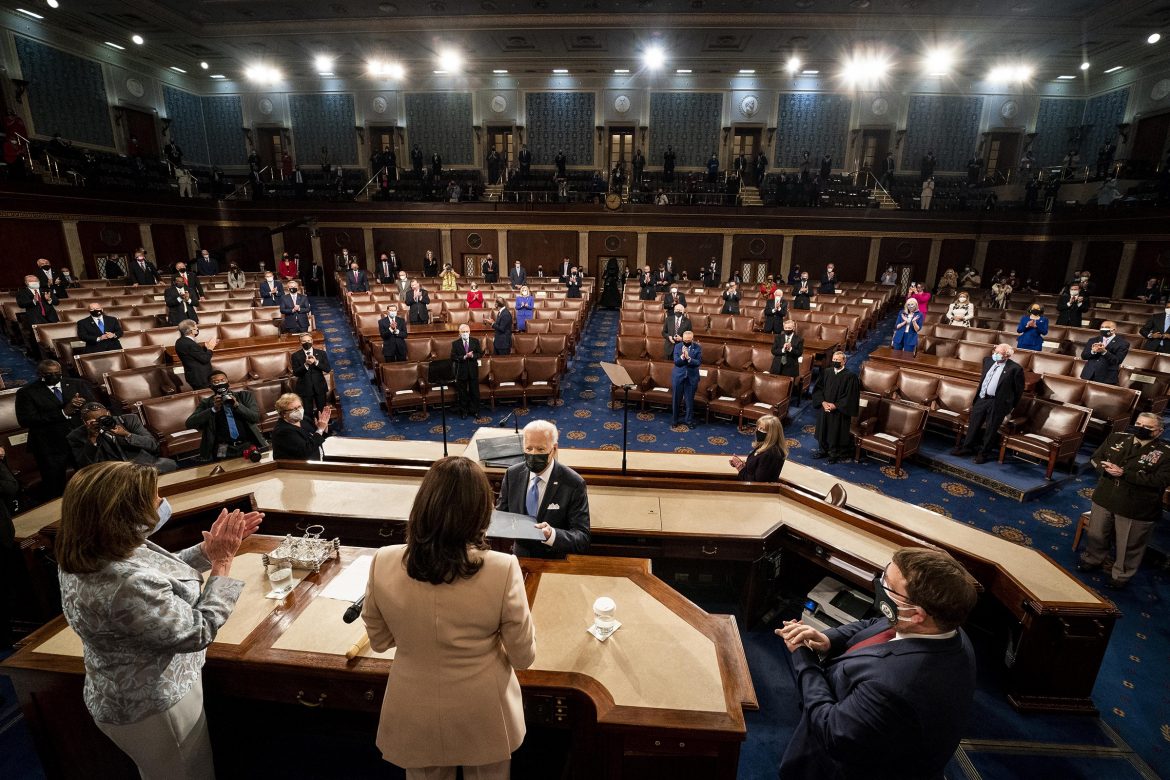 President Biden addresses a joint session of Congress on April 28, 2021